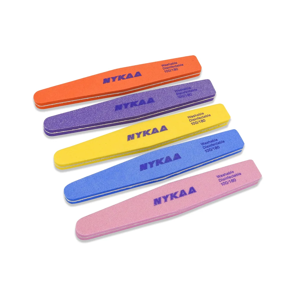 

NYKAA Soft 100 180 Grit Sponge Nail File Professional Double Sided Nail File, Purple,pink , orange , blue