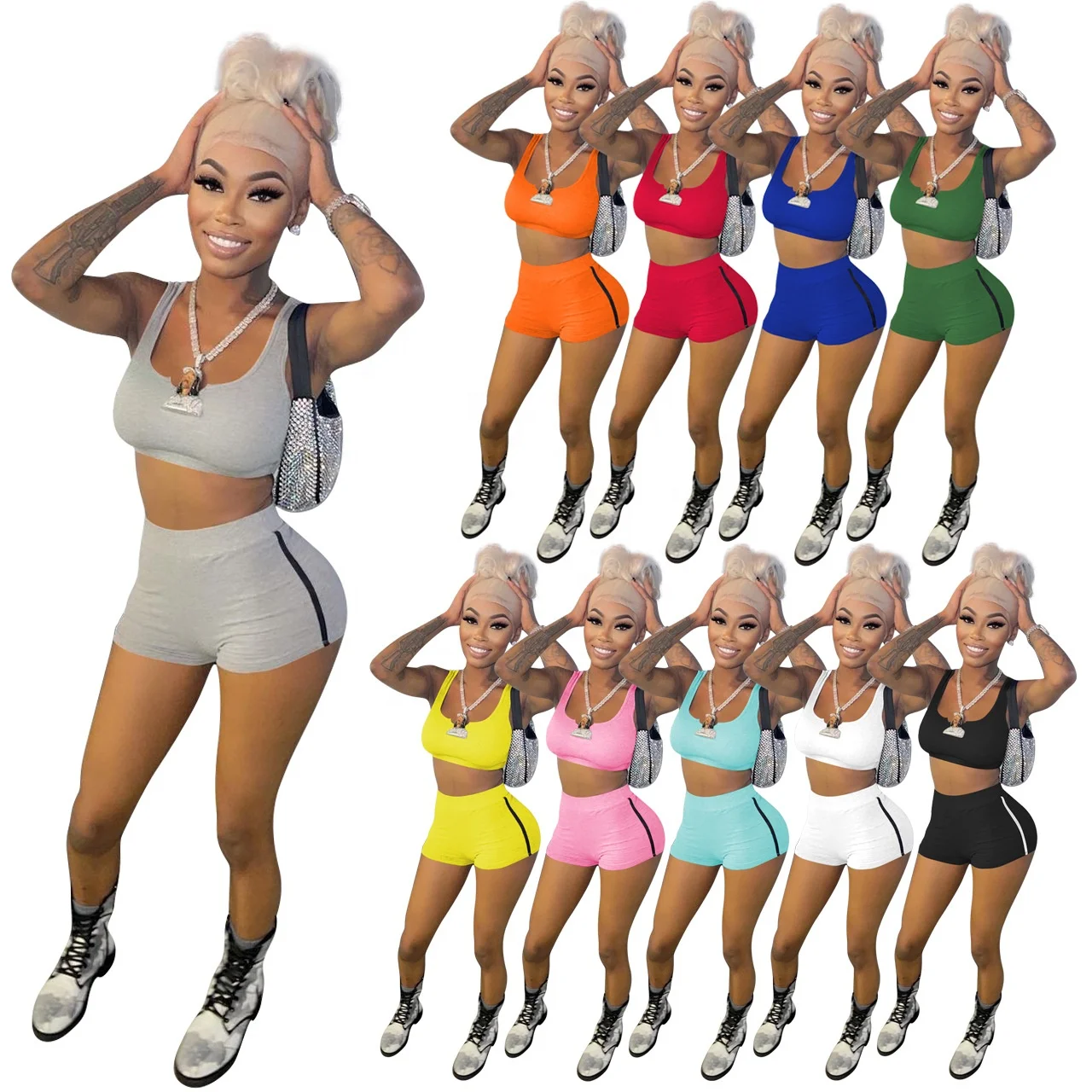

MT97-242 New fashion women's vest sports casual solid color suit