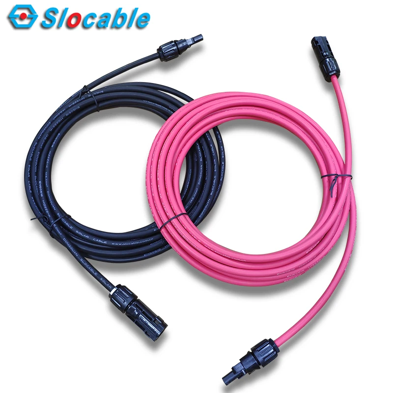 Slocable customized tinned conductor XLPE insulated 10awg solar extension cable with connector