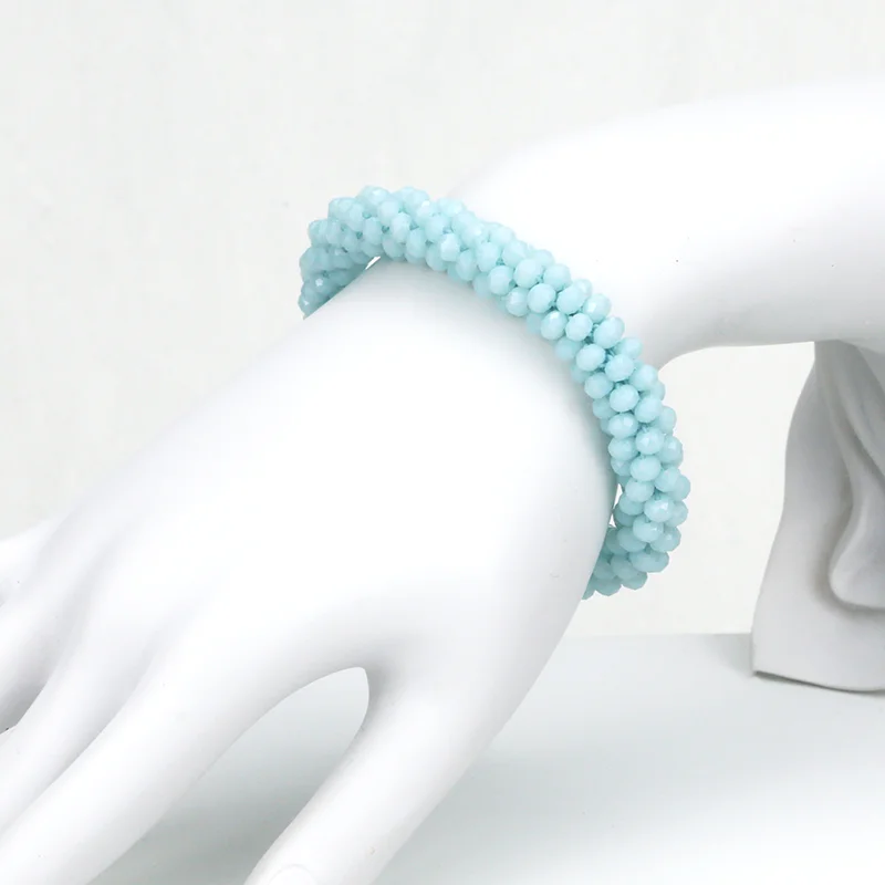 

Trendy Simple Design Beaded Bracelets stone beads wholesale rounds glass bracelet women, Picture shows