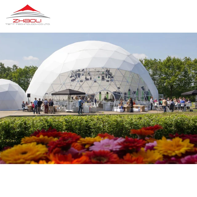 

25m Geodesic Dome Tent For Party with Q235 Hot Galvanized Steel Tube, White color