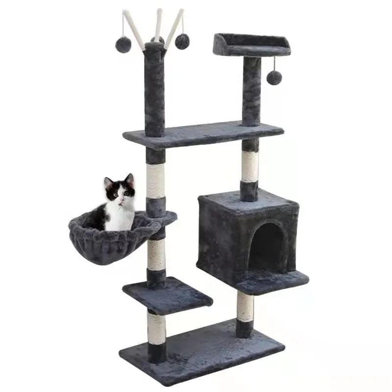 

Large wooden scratch climbing tower fashion diy deluxe Cat Tree scratching post cat tree to ceiling, Picture color