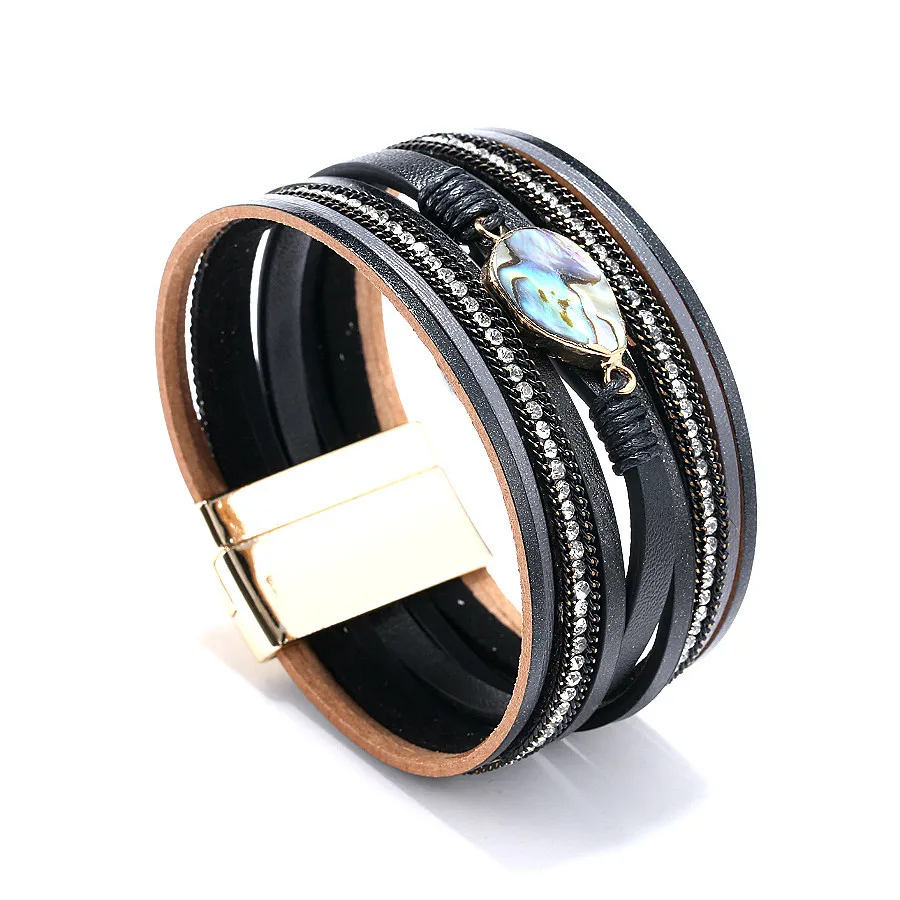 

2021 Sailing Jewelry Popular Ladies Fashion Multilayer Magnet Clasp Bracelet Multilayer Shell Wrap Bracelet