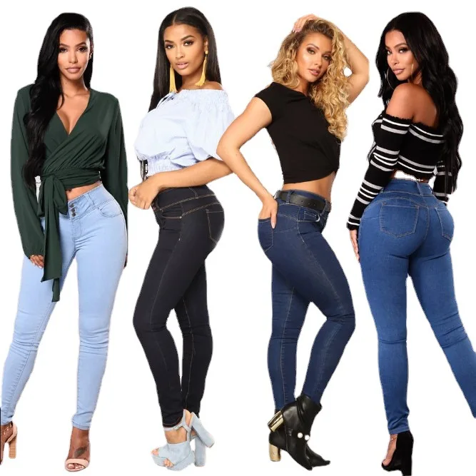 

New women's jeans high waist skinny jeans pant elastic butt lift jeans for women