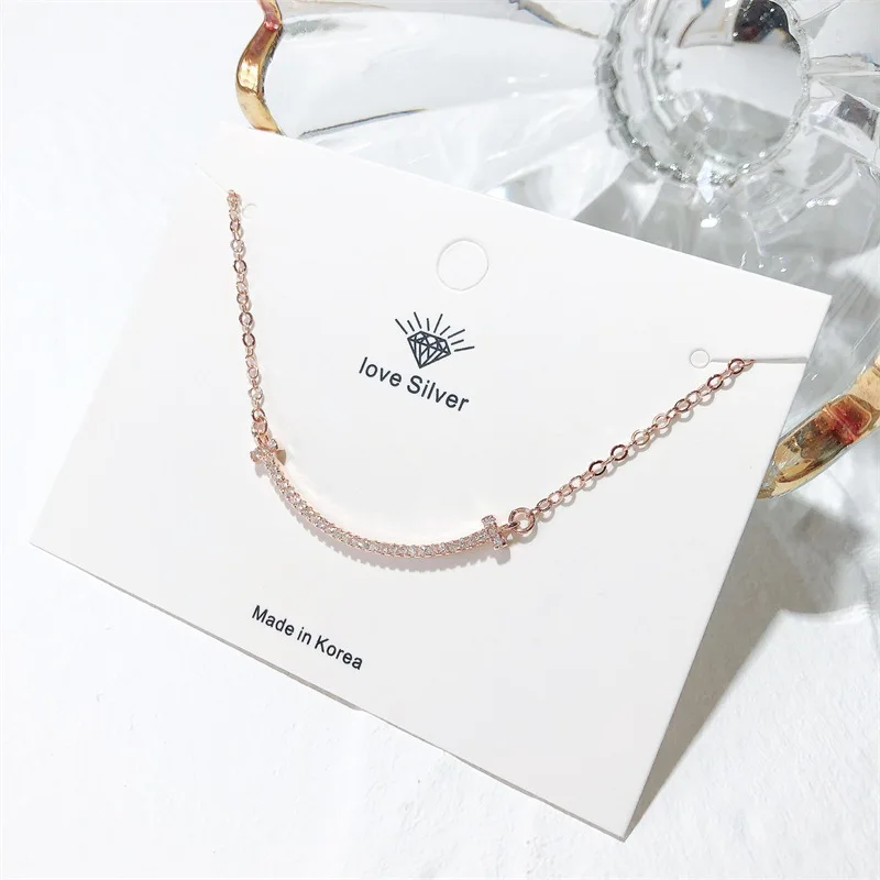 

JUHU Silver Smiley Necklace Female Temperament Joker Korea Smiling Necklace Cute Star Clambone Chain Neckchain