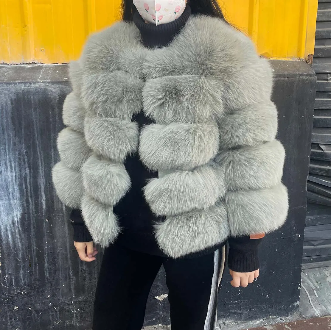 

QIUCHEN QC1801 hot sale custom natural plus size women winter jacket real fox fur fluffy full coat