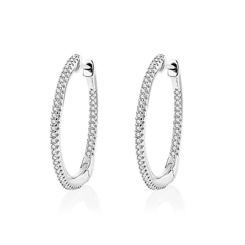 

full zircon cubic zirconia huggie rhinestone hoop earrings