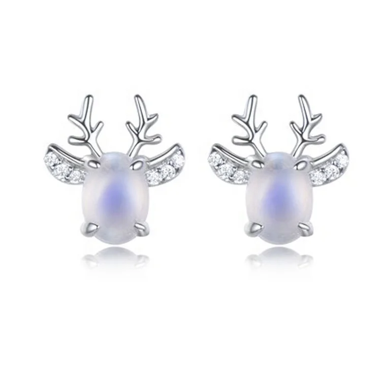 

Wholesale s925 sterling silver antlers shape moonstone earrings 925 sterling silver earrings