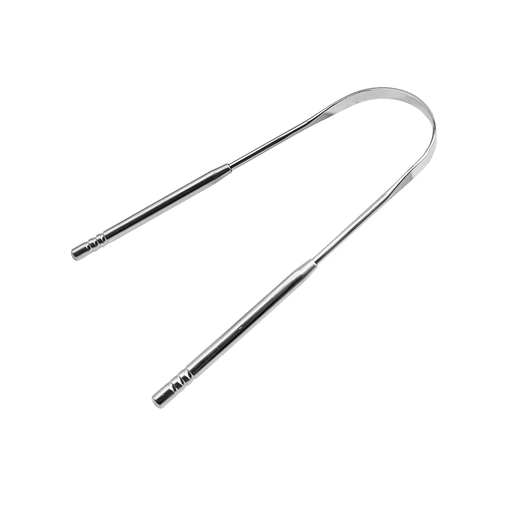 

custom logo U shape small size silver stainless tongue cleaner
