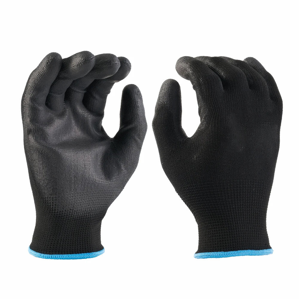 

Pu Palm Coated Dipped Insulated Gloves Waterproof Gardening Polyester Hand Protective Work Gloves