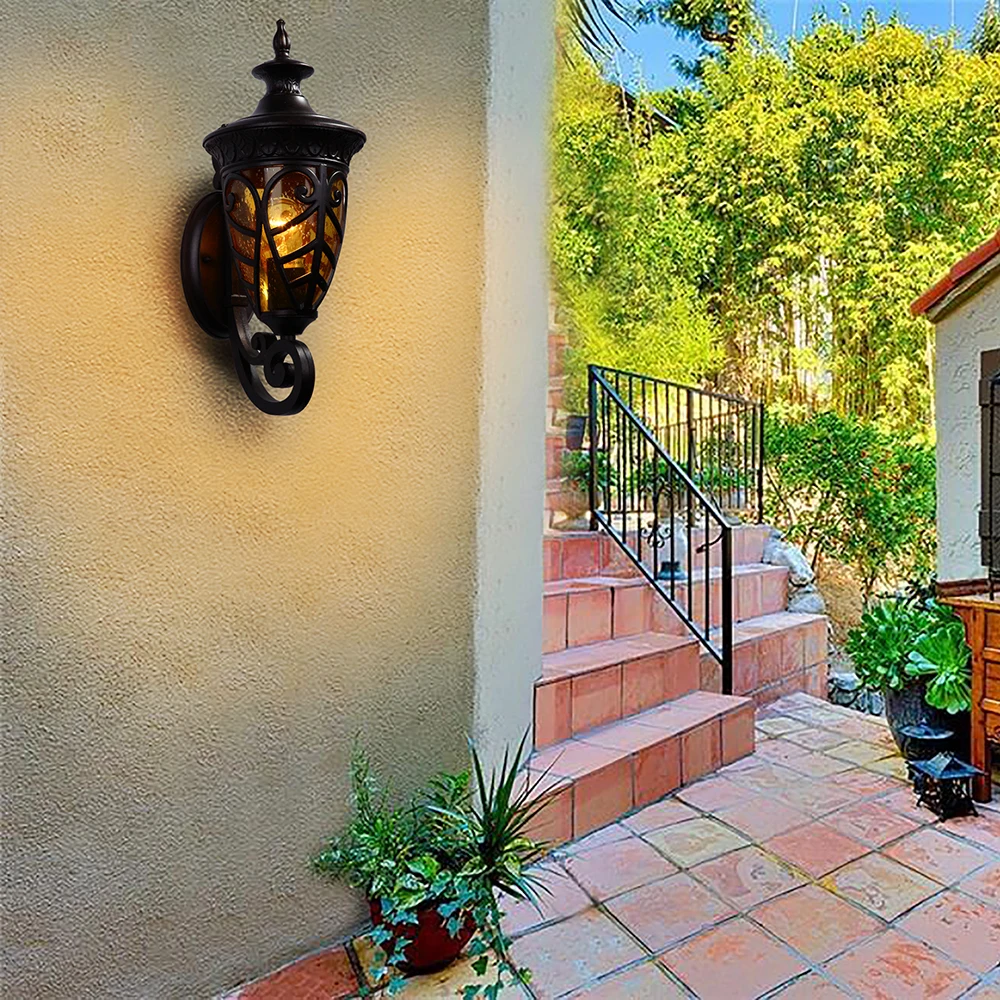 European style antique solar wall lights outdoor waterproof wall lantern villa garden exterior lamp wall mounted indoor lights