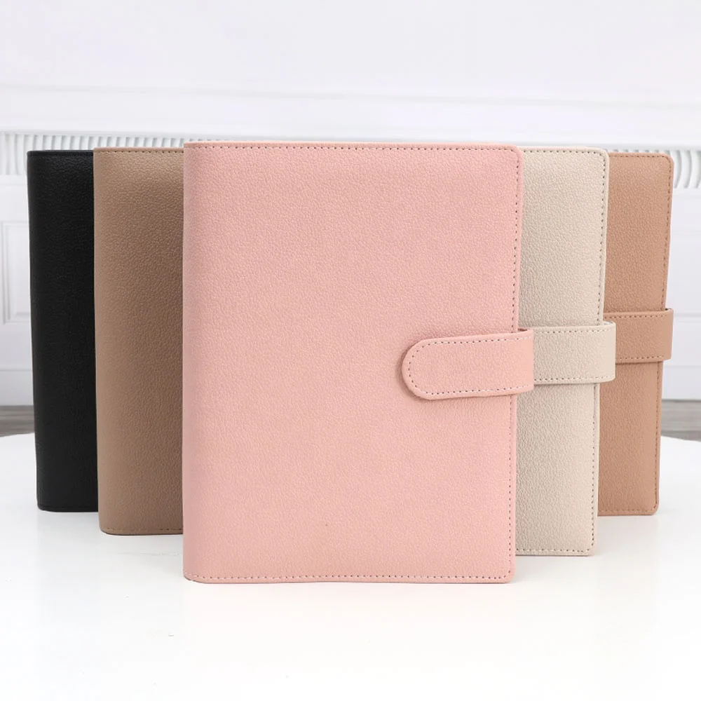 

A5 Litchi Leather A5 6-Ring Agenda Binder Planner Cover with Custom Paper Inserts Available for Daily / Weekly Planning System