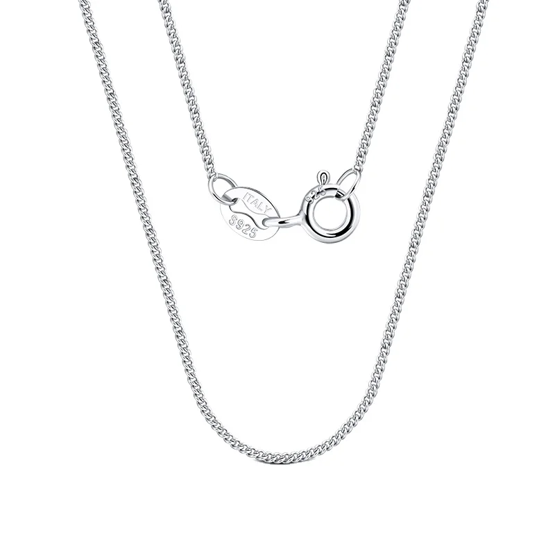 RINNTIN SC18 Fine Jewelry Solid 925 Sterling Silver Chain 14K Gold Plated 1mm Curb Link Necklace Chain for Women