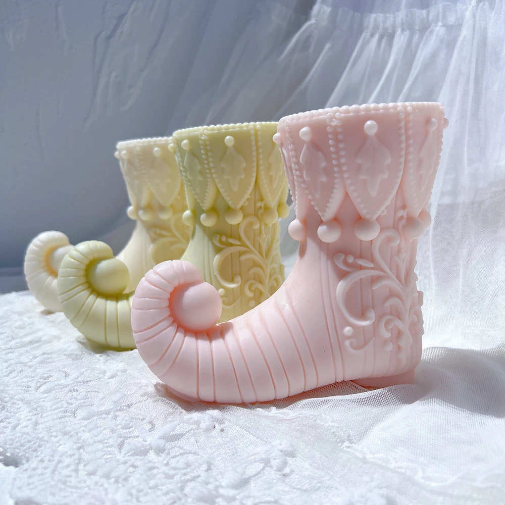 Christmas Magic ELF Boot Candle Mold Christmas Shoe Resin Silicone Mold Boot Tree Plaster Gypsum Mould for Home Decor