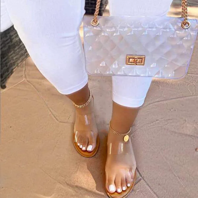 

Yiwu best sourcing agent 2021 hot sale fashion clear slipper summer flat ladies beach slide sandels, Many color available