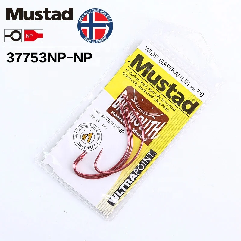 

Mustad Norway Origin Wide KAHLE Jig Hook Baits Herring Sturgeon Fishing Hooks, 6-7/0#,37753NP-NP, Red nickel