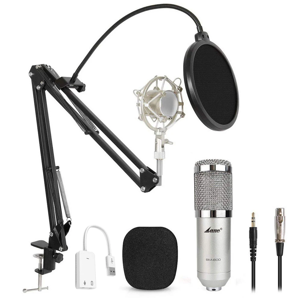 

Lane computer bm800 microphone Professional Studio Condenser Sound Recording Microphone, Black,silver,gold,custom
