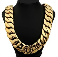 

New style 23mm 32mm 18K gold plated stainless steel big size heavy cuban link chain for Men's jewelry