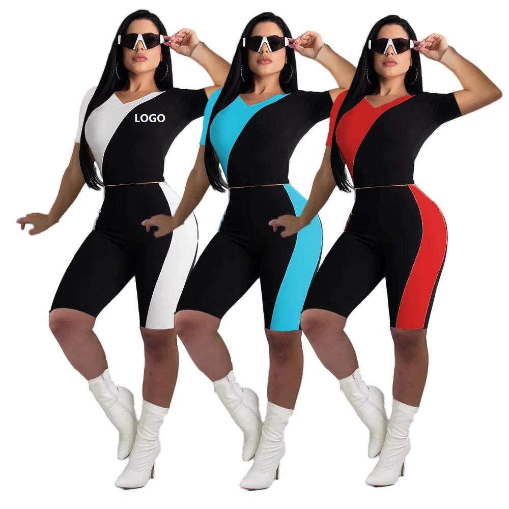 

Custom brand women's summer new fashion casual color matching two-piece jogger