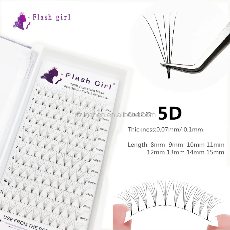 

Wholesale Flash girl 5D Premade Volume Fans Hand Made Eyelash Extensions Premade Fans Beauty Premade Fan