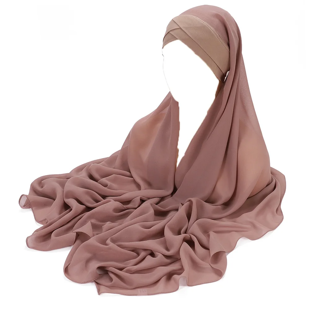 

Plain Chiffon Scarf Women Malaysian Hijab Scarf Instant Ready To Wear Hijabs Headbands For Women Shawls And Scarves