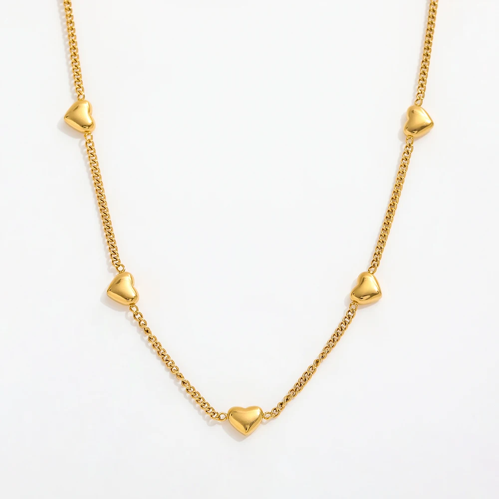 Joolim Jewelry Gold Plated Elegance Heart Satellite Necklace Stainless Steel Jewelry Wholesale
