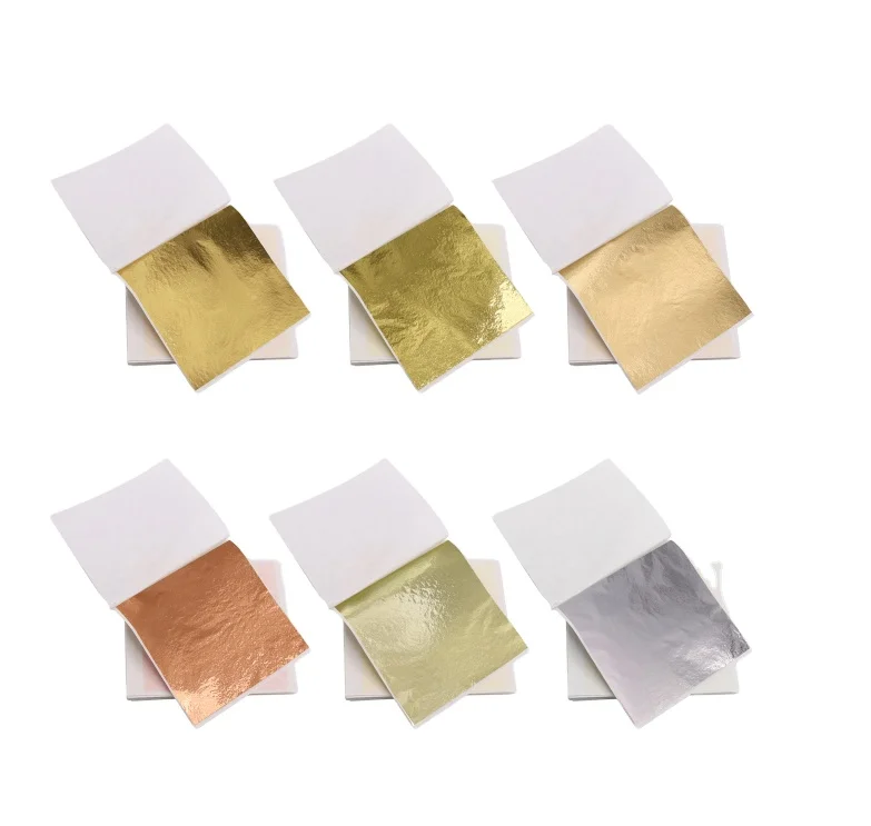 

Yongbo Factory Price Taiwan Gold Foil Metallic Color for Nail Arts Furniture Ceiling Gilding Alloy Gold Leaf Sheet
