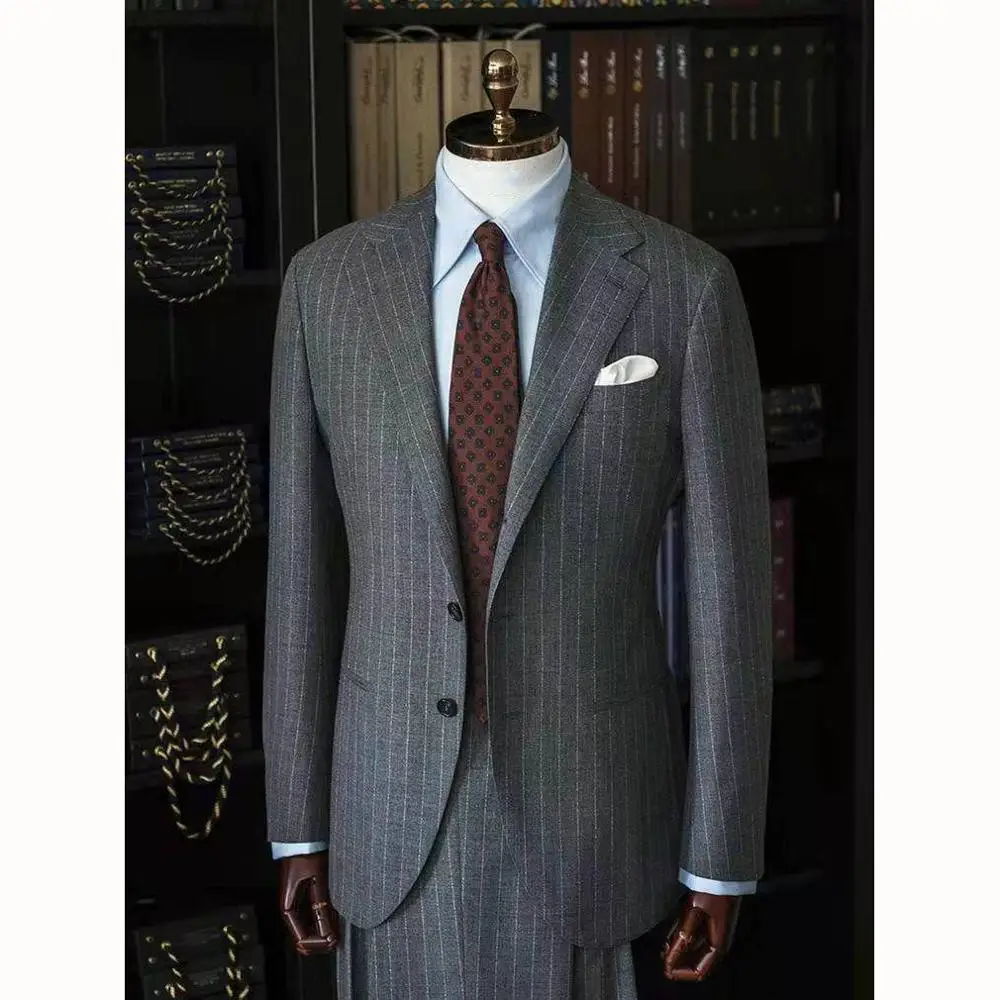 

2019 Bespoke men custom suit 100% wool super 120-150's Italian fabric high quality pant coat design wedding suits