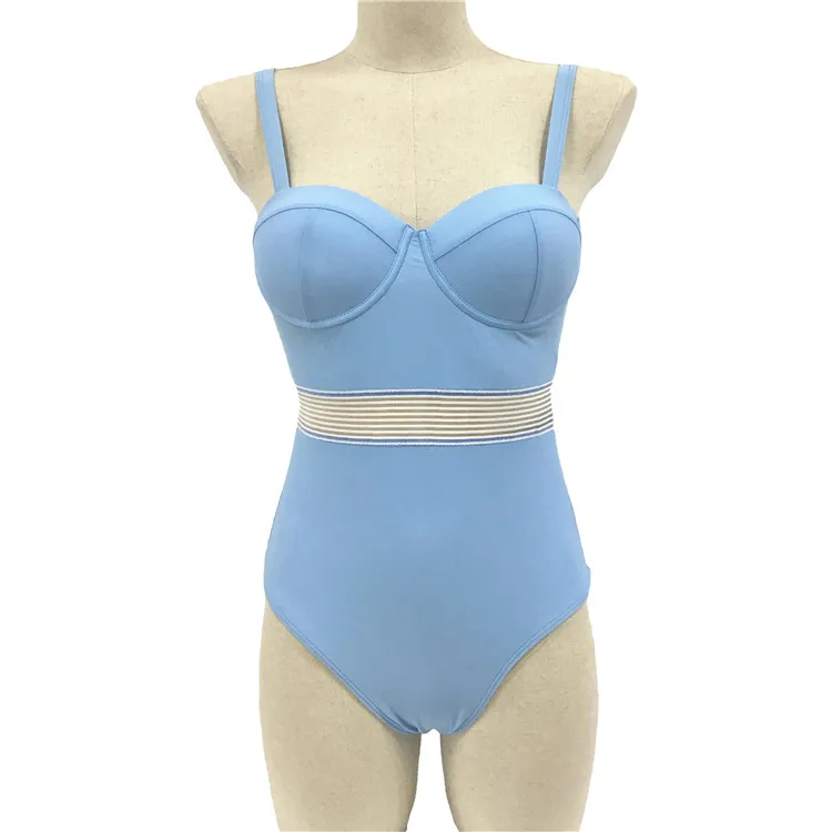 

Padded-cup One-Piece with lurex waitband attractive design superior quality wide varieties, Blue