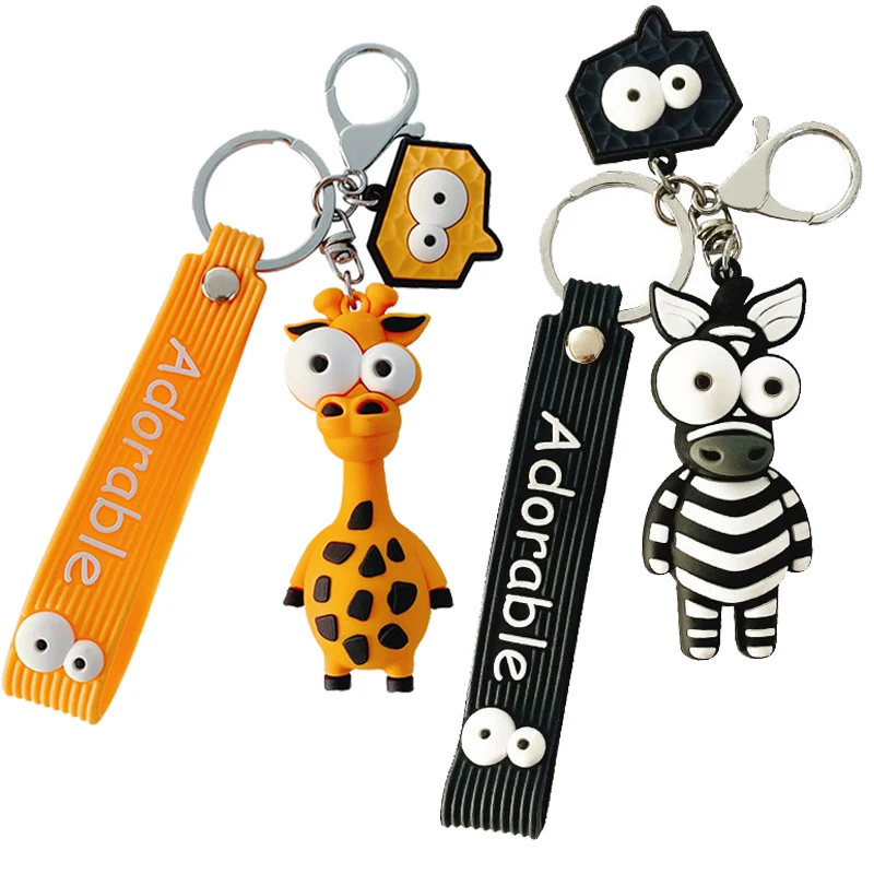 

wholesale RTS soft 3D PVC Giraffe Funny Toy Keychains for Women Bag Pendant Jewelry Trinket Men's Car Key Ring Key Chain