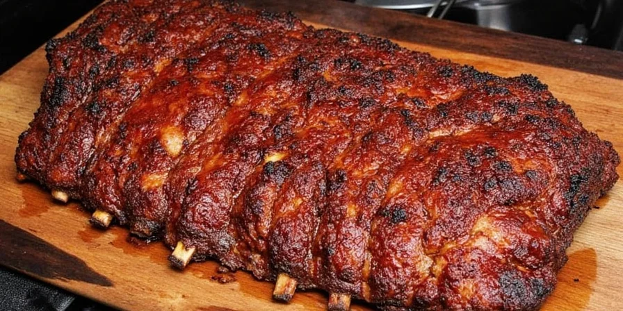 Rack of ribs with different spice rubs applied