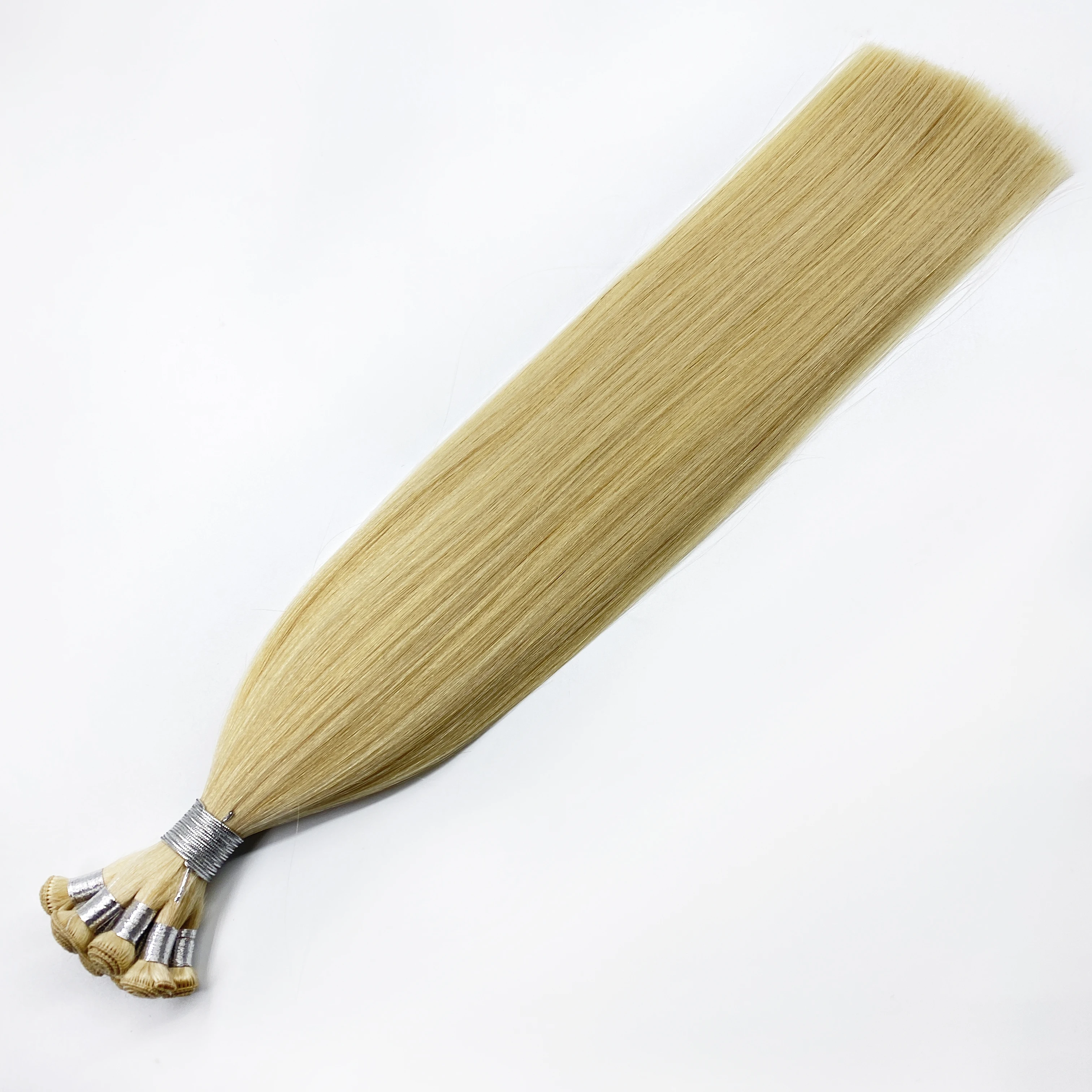 

Wholesale High Quality 100% Remy Double Drawn 613 Blonde Human Hair Hand Tied Weft Hair Extensions