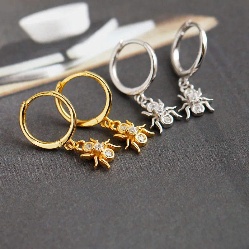 

Sailing Jewelry 925 Sterling Silver Earring CZ Spider Pendant Silver Earring
