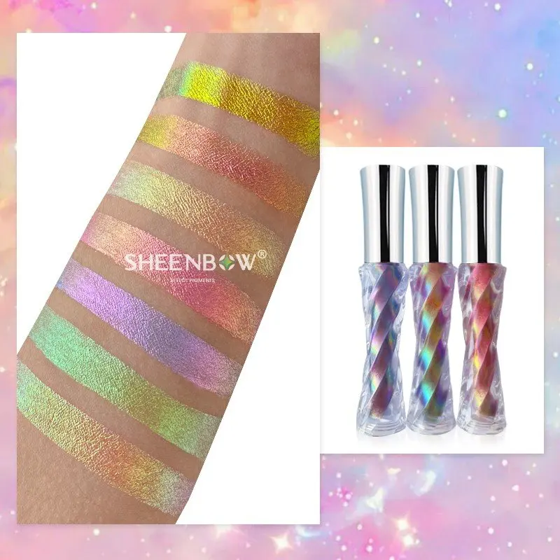 

Sheenbow rainbow color chameleon color shifting three tone colors liquid mermaid eyeshadow powder