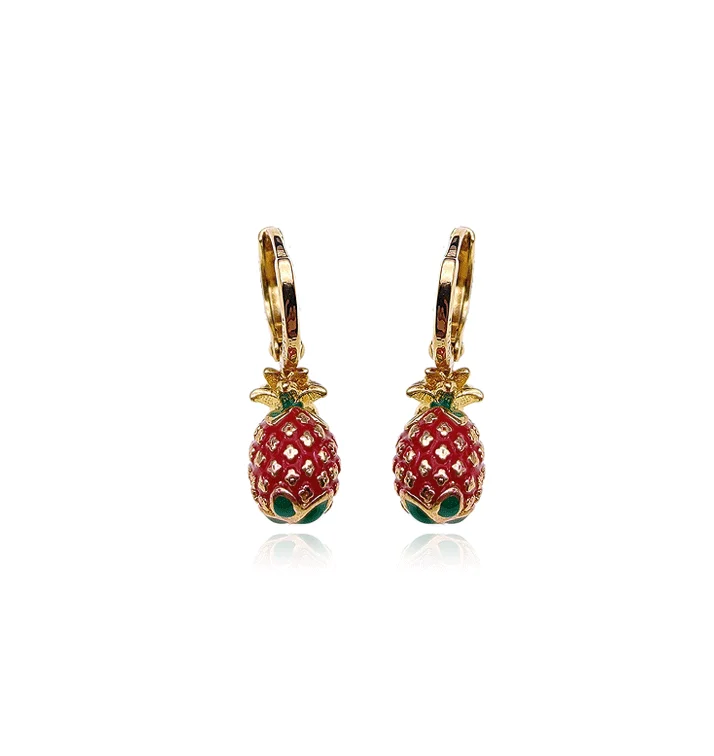 

004E1 xuping Cute girlish style green leaf pineapple earring jewelry