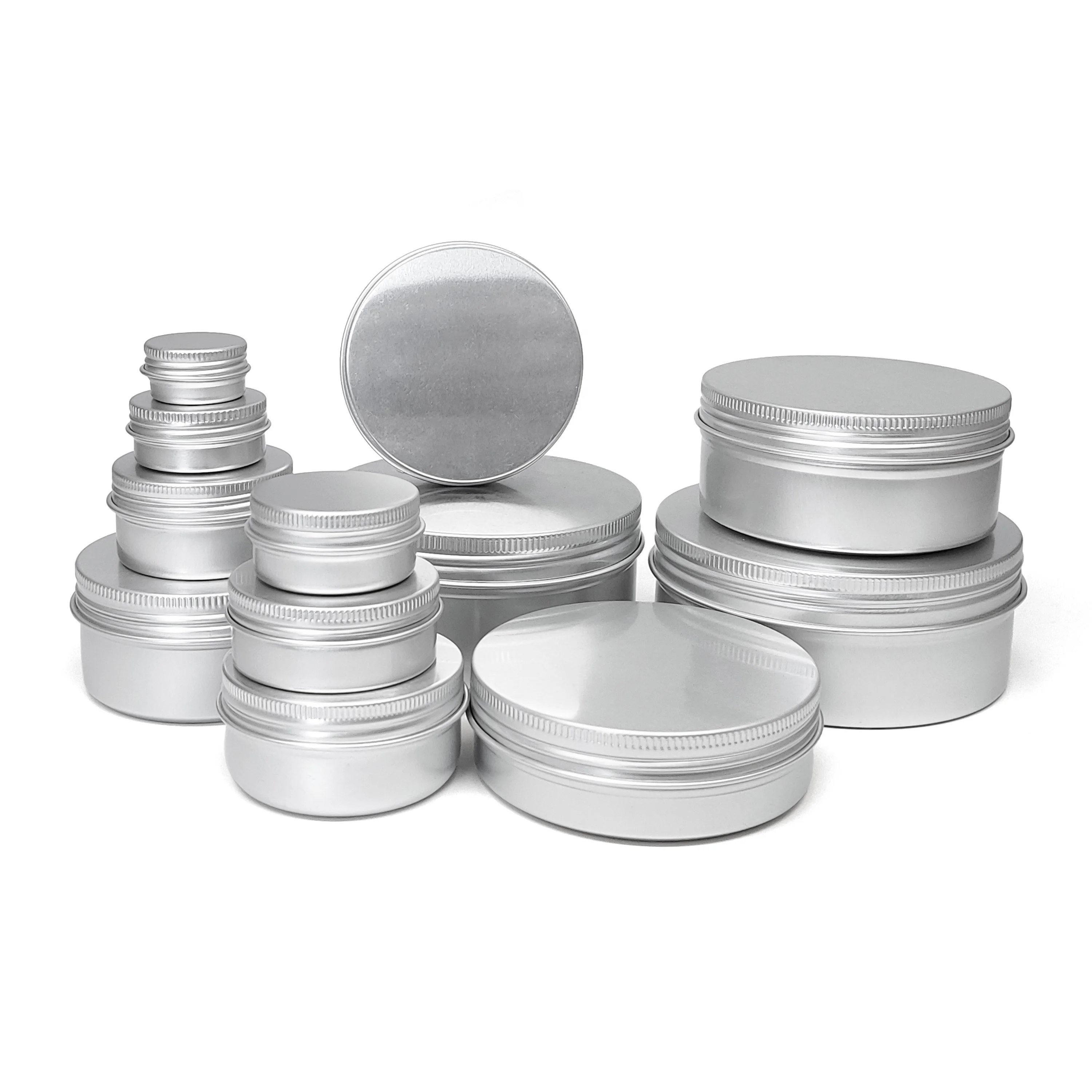 

Metal Tin Can Container Manufacturer Round Aluminum Jar Can 10g 15g 20g 25g 30g 50g 60g 80g 100g Stored Cosmetic Aluminium Tins
