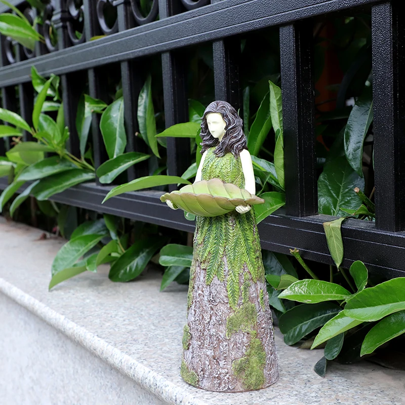

New Arriving Resin Art Fairy Angel Garden Ornaments Home Decor Bird Feeder Wholesale, As picture show