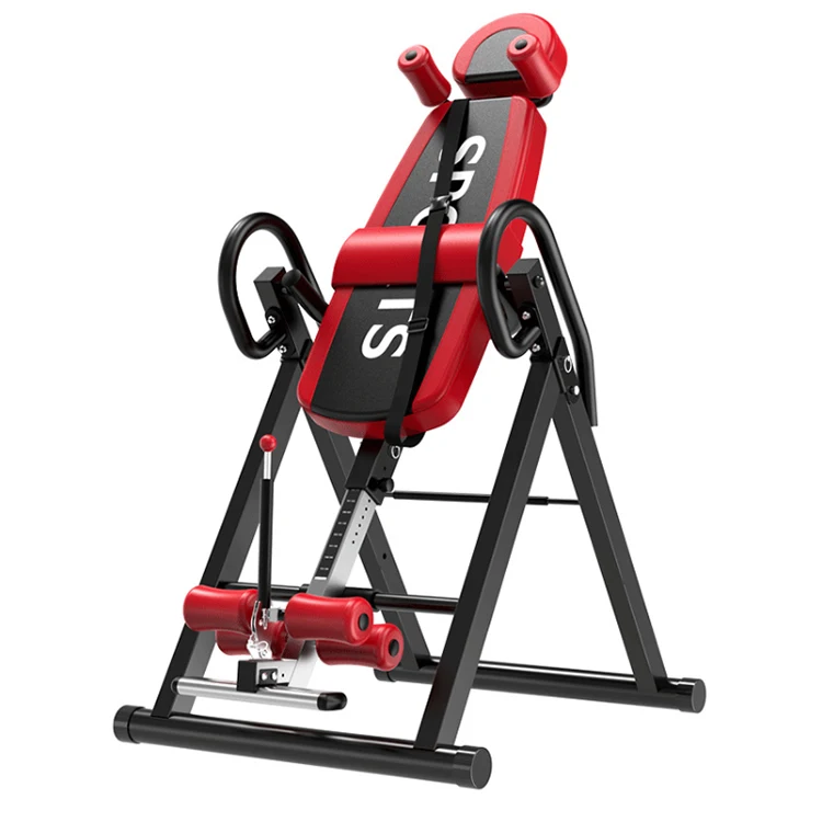 

Folding gym equipment home fitness exercise equipment handstand machine inversion table, Red