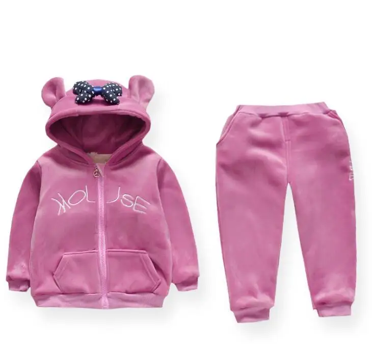 

2020090533 Girl Fleece Coat 2pcs Set Young Girl pleuche winter clothes