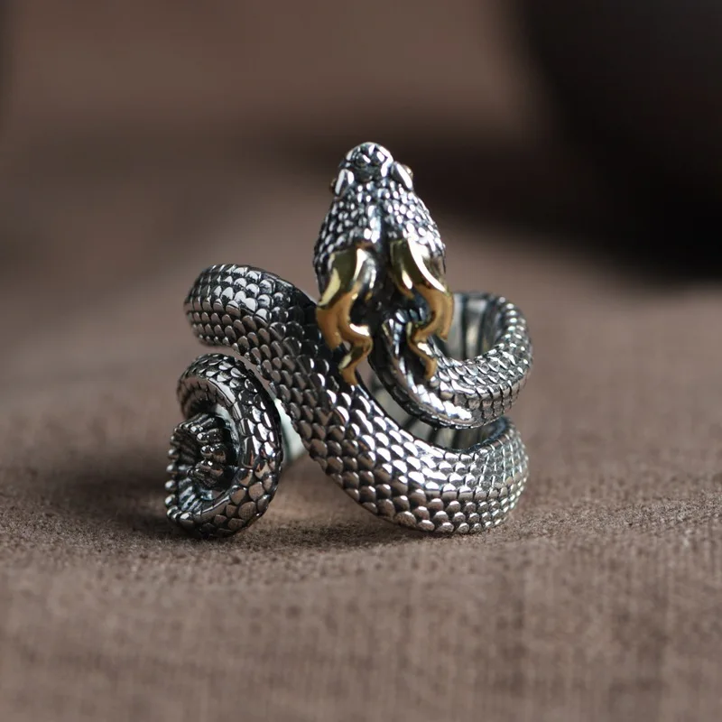 

Retro style vintage ring creative design for zodiac snake men's ring jewelry adjustable ring