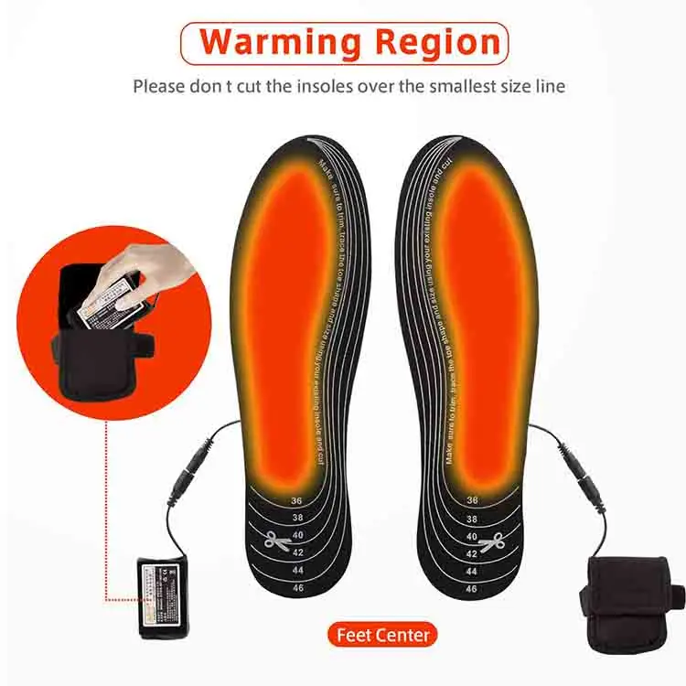 Oem Odm Winter Electric Heated Insoles Powered By Power Bank Intelligent Temperature Regulation