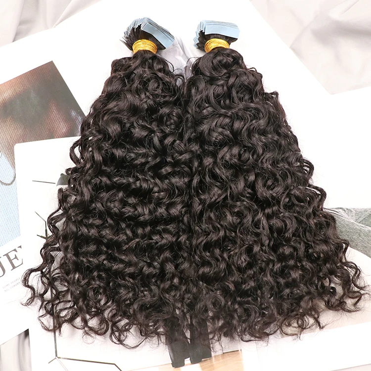 

Brazilian Wholesale Human Hair Extensions Vendor Water Kinky Curly Unprocessed Mink Virgin Tape In Hair