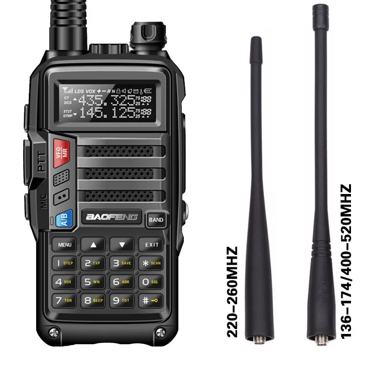 

BaoFeng UV-S9 Tri-Band 8W High Power Radio 136-174Mhz/220-260Mhz/400-520Mhz Amateur Handheld Walkie Talkie Radio
