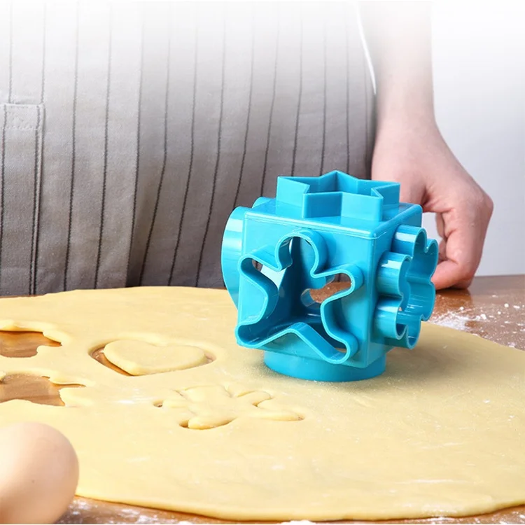 
6-in-1 Multifunction Plastic Cookie Cutter Biscuit Cutter Cube Cookie Cutter 