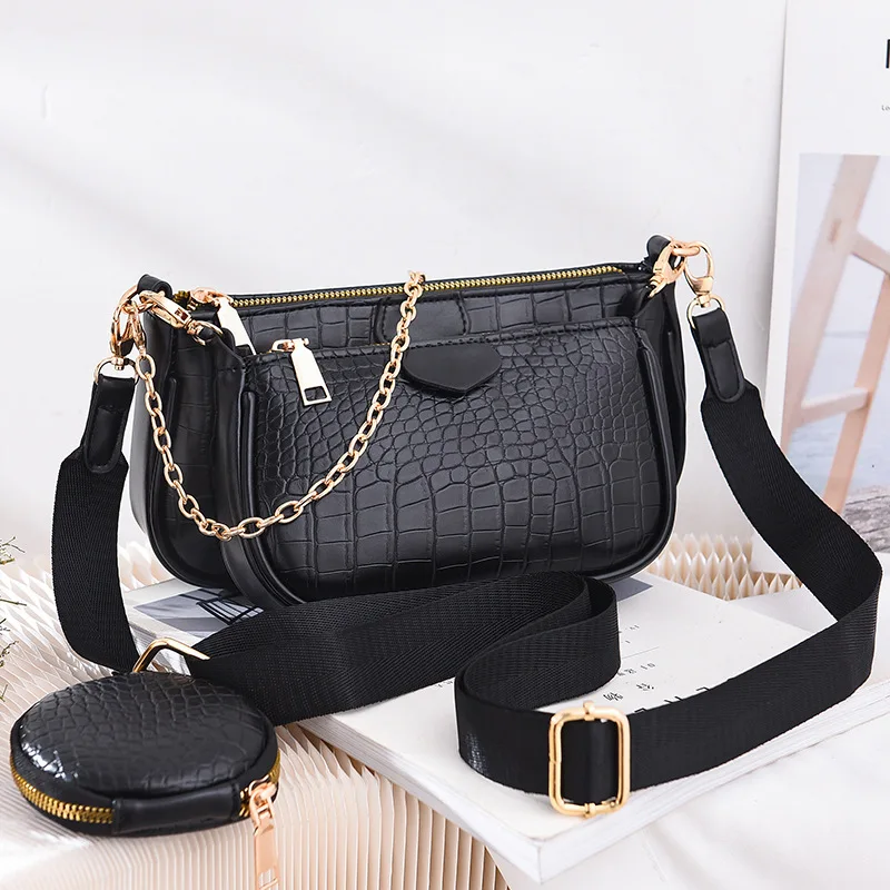 

Women handbag 3 pcs set composite lady hand bag luxury handbags for women shoulder purses and handbags, Customized