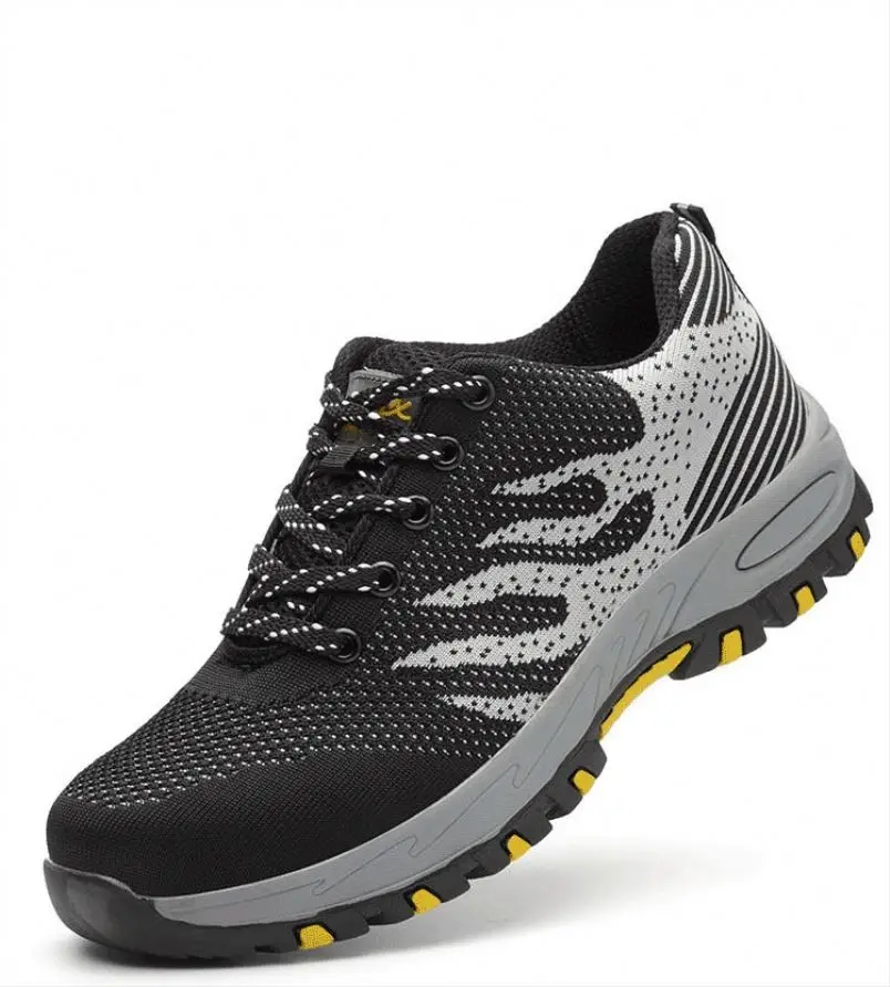 

Fly mesh surface breathable labor protection shoes industrial steel toe safety shoes for men's work, Black/pink/orange/blue