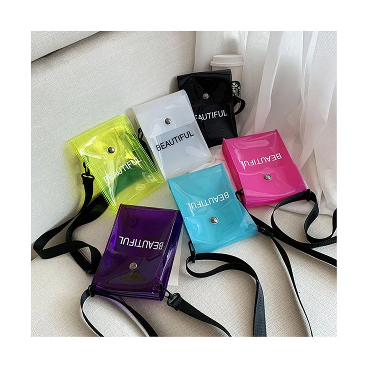 

Women Jelly Trendy Summer Letter PVC Shoulder Bag Lady 2020 New Transparent Messenger Clear Crossbody Bag Girls Mini Bolsa