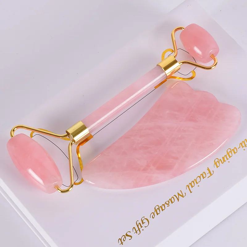 

Mini Handheld Massage Stainless Steel Rose Quartz Skin Roller Jade Beauty Eye Roller