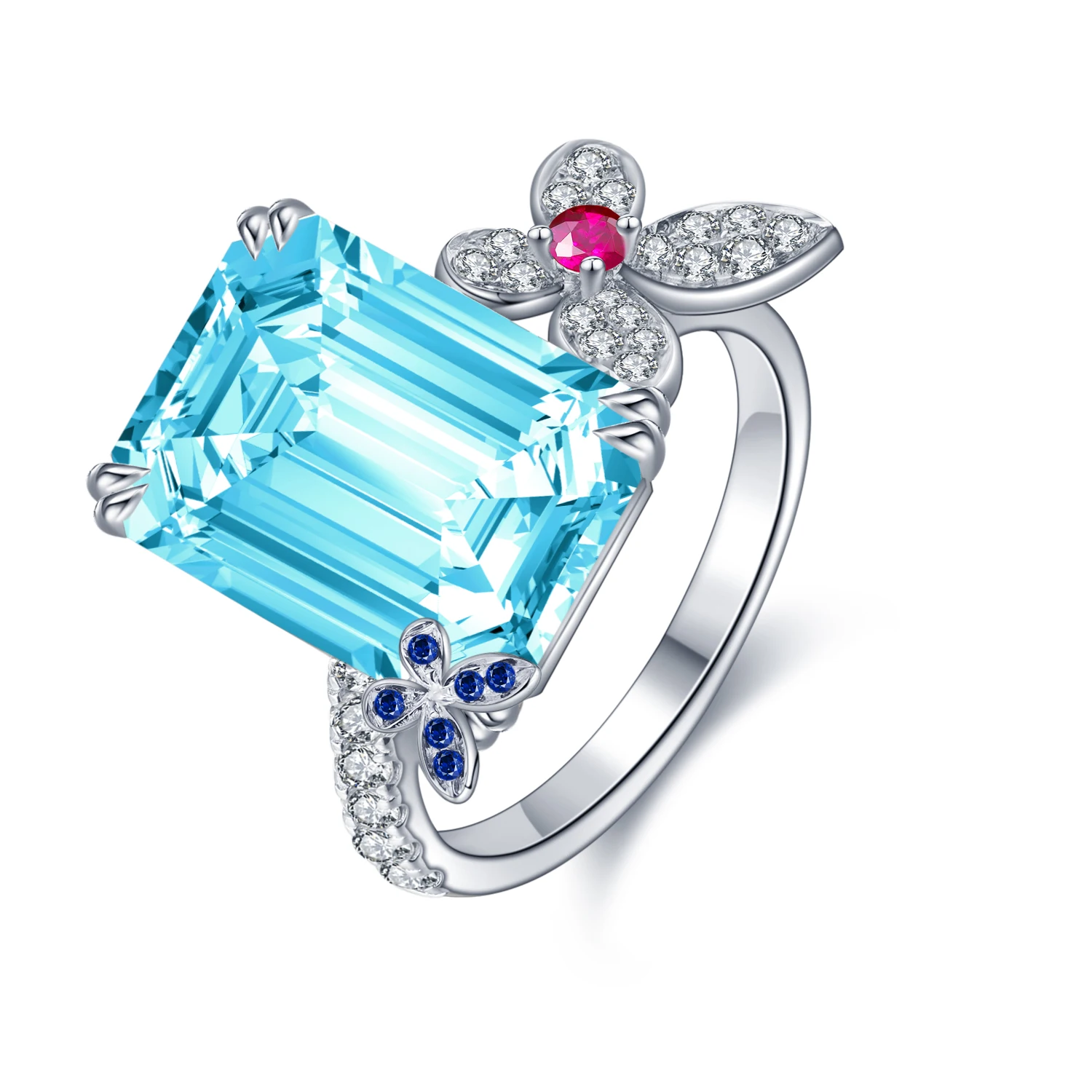 

Fashion Jewelry Dainty 9K Gold Simulated Blue Diamond Wedding Ring