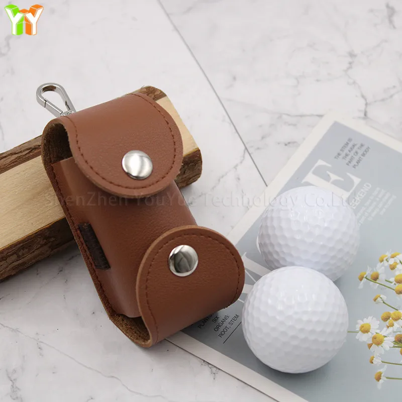 Portable Golf Ball Waist Bag Lightweight Golf Ball Case PU Leather Golf Bag Storage Pocket for Golfer
